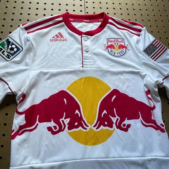 NWOT Adidas New York Redbull MLS Soccer Jersey USA Patches Logo Small Men - Picture 3 of 14